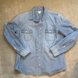 J. Crew Light Blue Denim Button-Up Shirt